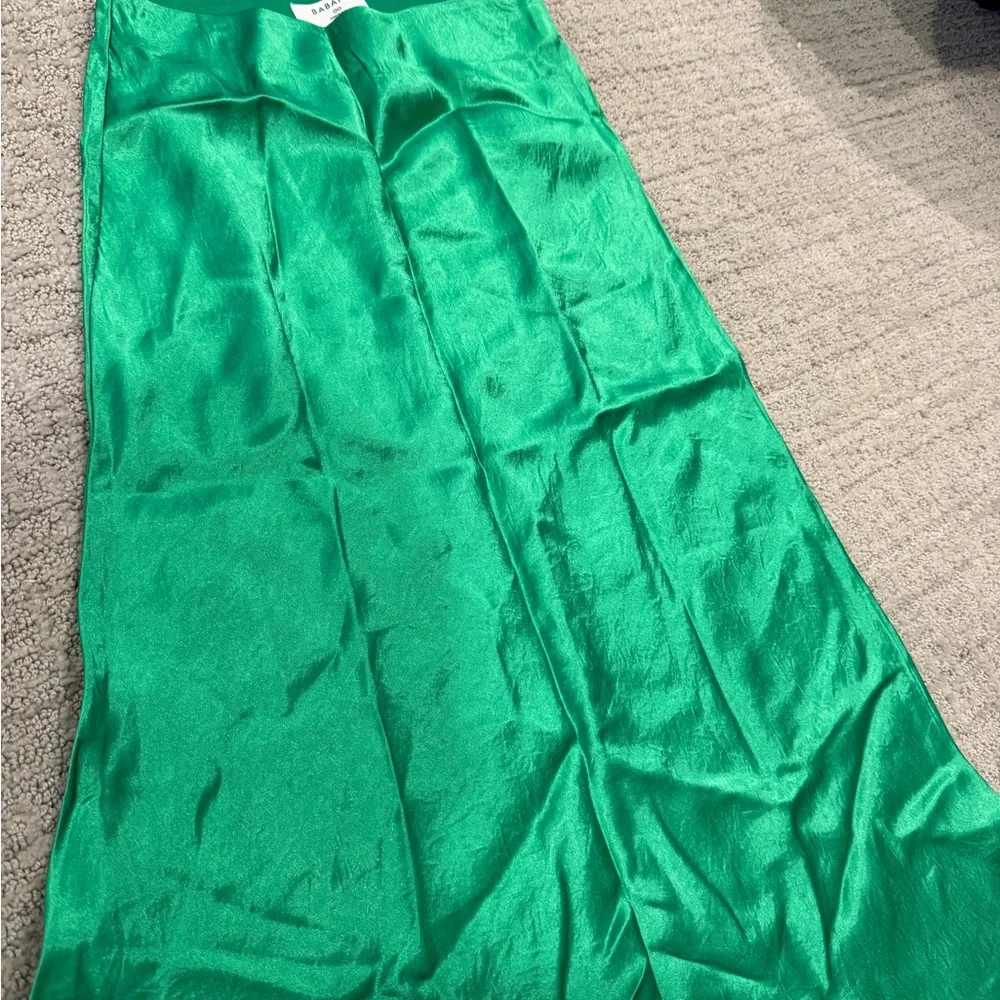 Babaton Slip Satin Green Midi Skirt - Picture 3 of 3